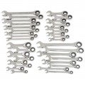 GearWrench 85034 Ratcheting Combination Wrench Set, 34-piece, SAE/Metric-
