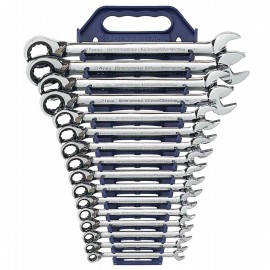 GearWrench 9602N 12 Point Reversible Ratcheting Combination Metric Wrench Set, 16 pieces-