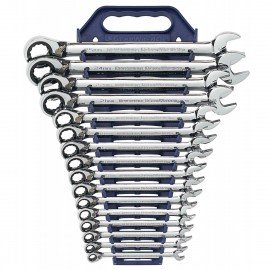 GearWrench 9602N 12 Point Reversible Ratcheting Combination Metric Wrench Set, 16 pieces-