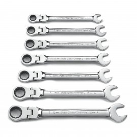 GearWrench 9900D 12 Point Flex Head Ratcheting Combination Metric Wrench Set, 7 pieces-