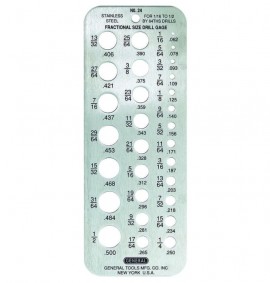 General Tools 24 Fractional Hobby Drill Bit Gauge for 1/16 to 1/2&amp;quot; bits, stainless steel-