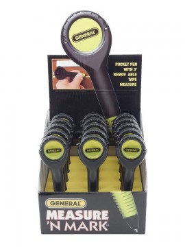 General Tools 309CD Pocket Pen with removable tape measure, 3&#039;, 15-piece-