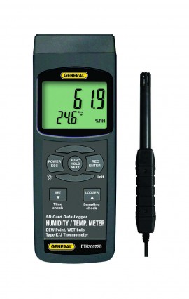 General Tools DTH3007SD Calibratable Thermo-Hygrometer with Excel-formatted data logging SD card, 32 to 122°F-