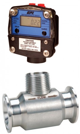GPI GSCP-150152-5 Turbine Meter with Sanitary Clamp, Standard Display, 17.7-177 GPM-