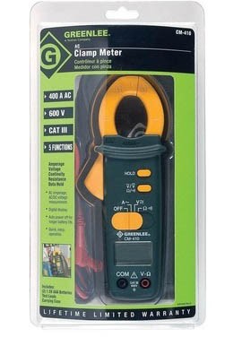 Greenlee CM-410 Digital Clamp-On Meter, 400 A AC, 600 VAC/VDC-
