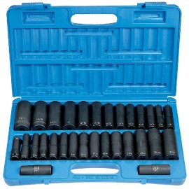 Grey Pneumatic 1512DM Fractional and Metric Socket Set, ½" Drive, 30-Piece-