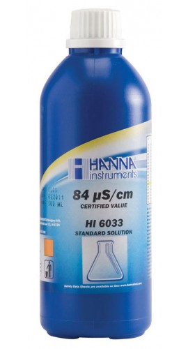 Hanna HI6033 84 &amp;micro;S/cm Conductivity Standard in Light Block Bottle, 500mL-