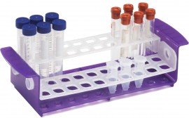 Heathrow Scientific 120167 Tube Rack, 5mL/15mL/16mm, Purple/Natural-