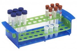 Heathrow Scientific 120467 Tube Rack, 5mL/15mL/16mm, Blue and Green-