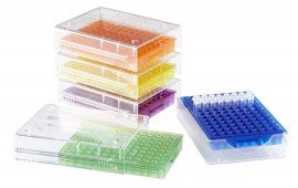 Heathrow Scientific 120538 Low Temperature PCR&amp;copy; Rack, 96 Well, Assorted Colors-