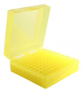 Heathrow Scientific HS120203 Microtube Storage Box, 100 Wells, Yellow-
