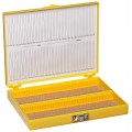 Heathrow Scientific HS15994D 100 Place Premium Microscope Slide Box, Cork, Yellow-