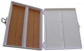 Heathrow Scientific HS15994E 100 Place Premium Microscope Slide Box, Cork, White-