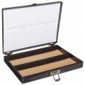 Heathrow Scientific HS15994G 100 Place Premium Microscope Slide Box, Cork, Black-