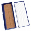 Heathrow Scientific HS15996A 50 Place Premium Microscope Slide Box, Cork, Blue-