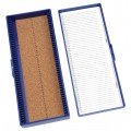 Heathrow Scientific HS15996A 50 Place Premium Microscope Slide Box, Cork, Blue-