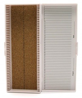Heathrow Scientific HS15996C 50 Place Premium Microscope Slide Box, Cork, White-