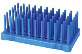 Heathrow Scientific HS24312B Peg Tube Rack, 7mL, Blue-