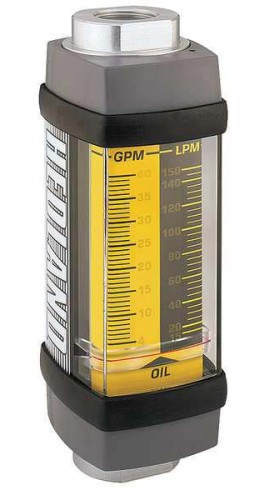 Hedland H201A-005 Variable Area Petroleum Fluid Flow Meter, 1/4&quot; NPTF, 0.05 - 0.5 GPM-