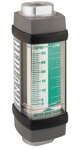 Hedland H613A-010 Variable Area Water-Based Fluid Flow Meter, 1/2&quot; NPT, 1.0 - 10 GPM -