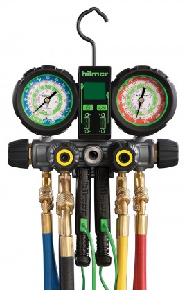 Hilmor 1839110 4-Valve Manifold with 60&amp;quot; hose, R410A, 4V410HD-