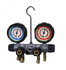 Hilmor 1839128 4-Valve Aluminum Manifold Kit for HP22-R407C-R410A refrigerants-