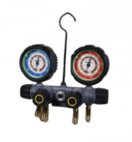 Hilmor 1839129 4-Valve Aluminum Manifold for HP22-R407C-R410A refrigerants, without hoses-