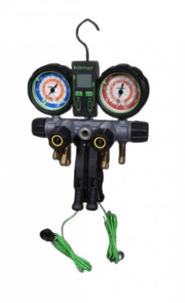 Hilmor 1839131 4-Valve Aluminum Manifold for R22-R404A-R410A refrigerants-