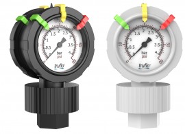 Icon Process Controls 2VU-P-0-200-M 2-1/2" Double-Sided Pressure Gauge and Isolator with teflon diaphragm, PVC, 1/2" MNPT, 0 to 200 psi-
