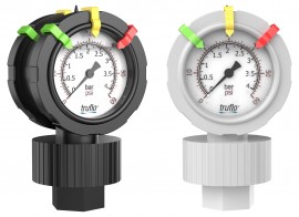 Icon Process Controls 2VU-PF-0-60 Plastic Gauge and Isolator, 2 &amp;#189;in Display, PVDF Body, 60psi-