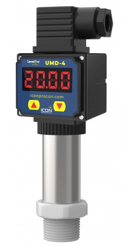 Icon Process Controls LP250-PF-L-0-225 Inline Pressure Transmitter with ceramic diaphragm and LED display, PVDF, 1/2" NPT, 0 to 225 psi-