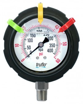 Icon Process Controls OBS-GO Series Pressure Gauge, 0 to 160 psi, 2.5&amp;quot; dial, &amp;frac14;&amp;quot; bottom, PP housing-