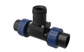 Icon Process Controls PFT005 Truflo TI Insertion Paddle Wheel Flow Meter Fitting, 1/2&quot; PVDF True-Union Installation Fitting, Butt Fusion &amp; NPT-