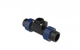 Icon Process Controls TUPA-PP-1 1" True Union Tee Fitting, PP, Threaded End connection-