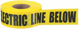 IDEAL Industries 42-102 Non-Detectable Underground Tape, "Caution Buried Electric Line Below", 3", yellow-
