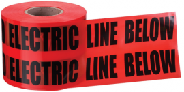 IDEAL Industries 42-151 Non-Detectable Underground Tape, "Caution Buried Electric Line Below", 6", red-