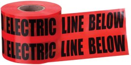 IDEAL Industries 42-151 Non-Detectable Underground Tape, "Caution Buried Electric Line Below", 6", red-