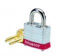 IDEAL Industries 44-907 Steel Padlock, 2" shackle, red-