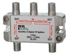 IDEAL Industries 85-334 4-Way Satellite and Digital TV Splitter, 2.4 GHz-