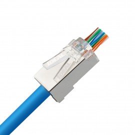 IDEAL Industries 85-365 Shielded Feed-Thru Modular Plugs for 0.035 to 0.041&quot; conductors, CAT5e, 25-pack-