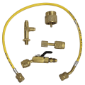 INFICON 501-601-G1 Small Charge Adapter Kit, includes T fitting, bottle adapters for R600 a and R290 bottles, and 2 mm ID refrigerant hose-