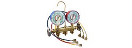 JB Industries 22733RF-18 PATRIOT 2-Valve Brass Manifold Gauges with 18&amp;quot; CLRF hose set R290, R600a, 3-1/8&amp;quot;-