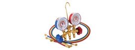 JB Industries M2-5-410A Standard 2-Valve Classic Brass Manifold for R20,2 R404A, and R410A with CCLE-60 refrigerant hose set-