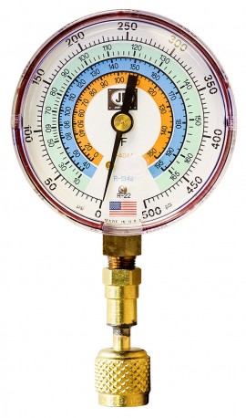 JB QC-G856 Quick Connect Single Test High-Pressure Side Gauge, red pressure (R22, R134A, R404A), 3-1/8&amp;quot;-