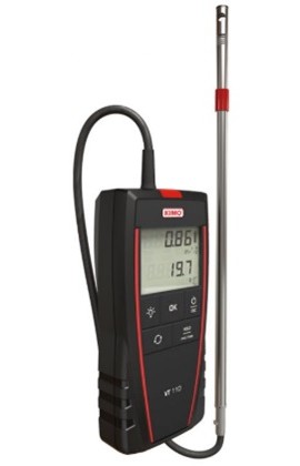 KIMO VT 110 S Portable Hotwire Thermo-Anemometer with remote probe, 32 to 122&amp;deg;F-