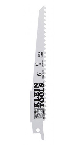 Klein Tools 31716 6&quot; Reciprocating Saw Blades, 6 teeth per inch, 5-pack-