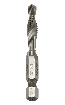Klein Tools 32242 Drill Tap, 1/4-20 tap size, 0.25&quot; hex shank-