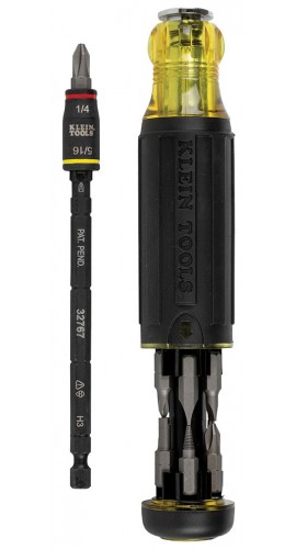 Klein Tools 32304 14-in-1 HVAC Adjustable-Length Impact Screwdriver with Flip Socket-