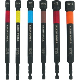 Klein Tools 32930 Magnetic Color-Coded Power Nut Setters, 6-Piece Set-