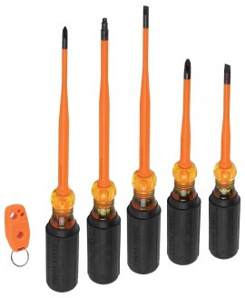 Klein Tools 33736INS Screwdriver Set, 1000V Slim-Tip Insulated and Magnetizer, 6-Piece-
